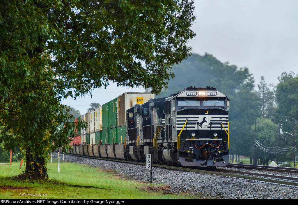 NS 7002 SD60E is leading an Intermodal